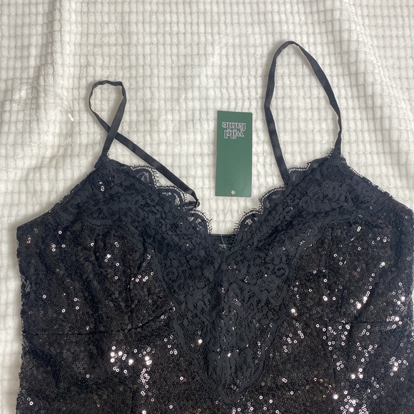 WILD FABLE Sequin Slip dress BLACK color spaghetti straps Size M - Picture 4 of 16
